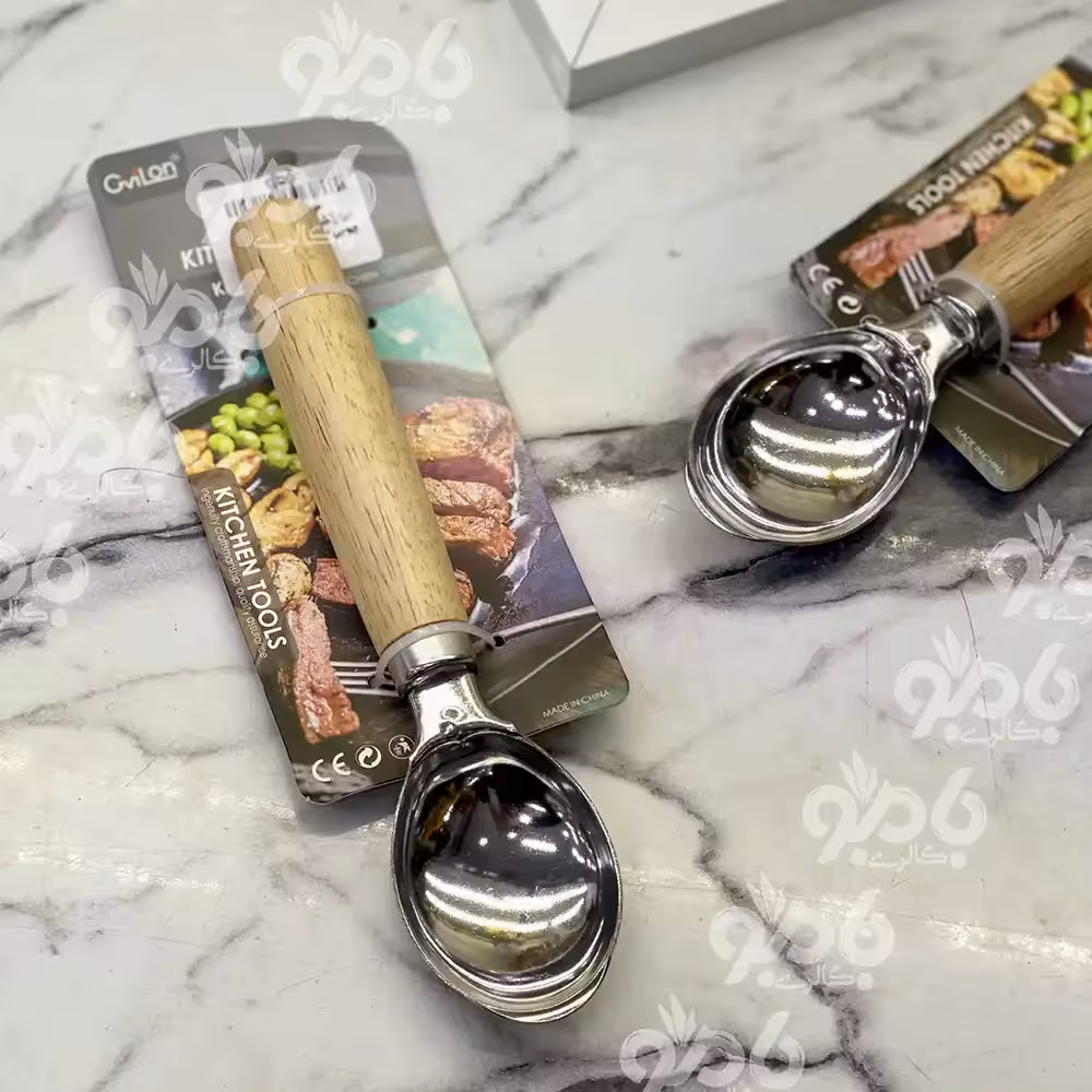 ابزار استیل چوبی مینی اسکوپ بستنی