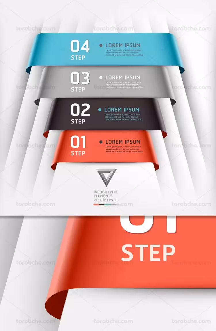 وکتور المان اینفوگرافیک 4 مرحله ای | گرافیک با طعم تربچه