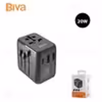 شارژر دیواری و مبدل برق بیوا Biva PS-08 GaN Universal Travel Adapter توان 20 وات