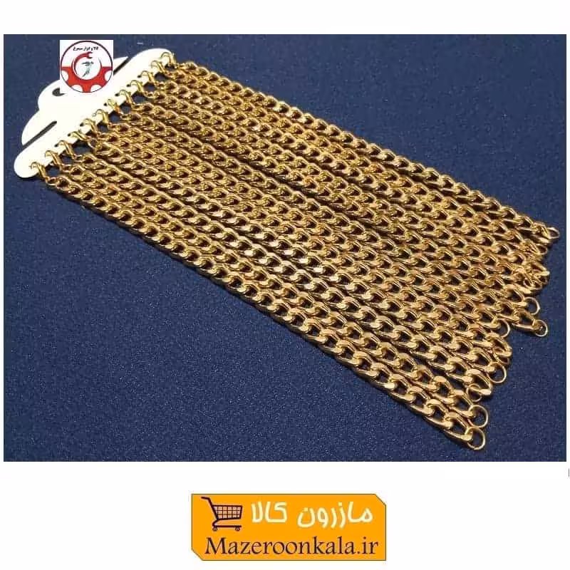 دستبند زنجیر کارتیه یا کارتیر طلایی 4 تراش فروش تک و جین 12 عددی ZBD-016