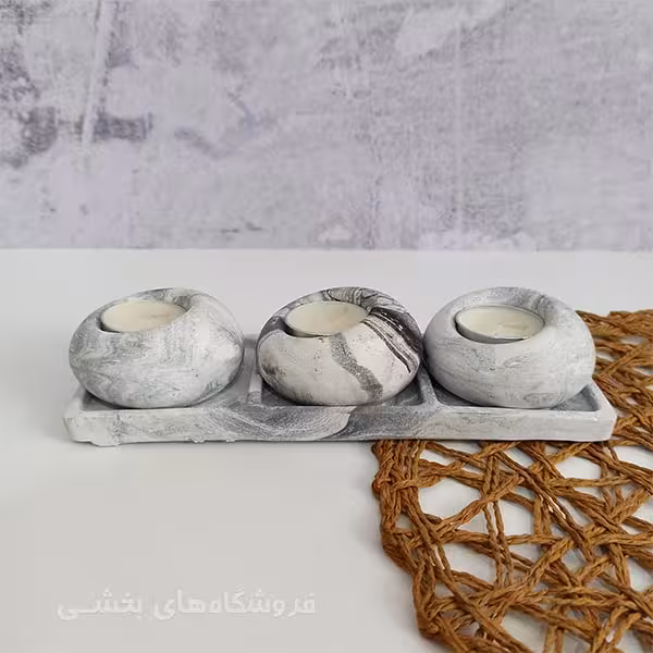 جا شمعی سنگی 3 عددی