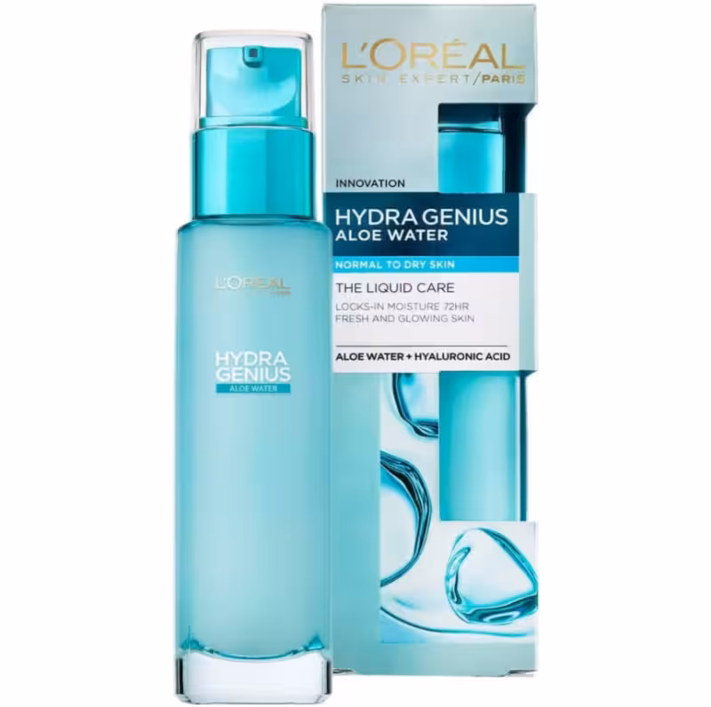 سرم آبرسان پوست نرمال و خشک آب آلوئه ورا لورال LOreal Hydra Genius Aloe Water حجم 70 میلی لیتر