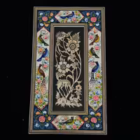 تابلو قلمزنی رومیزی با قاب خاتم کاری گل و بلبل 20در35 یک