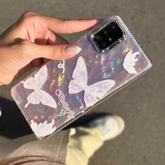 قاب مدل پروانه ای يخی صورتی - Icy butterfly pinky برای شیائومی