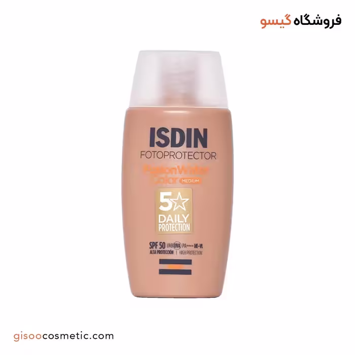 ضد آفتاب فیوژن واتر SPF50 ایزدین با رنگ بژ، مناسب پوست چرب
