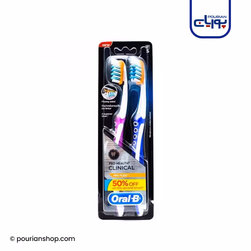 مسواک اورال-بی سری PRO-HEALTH CLINICAL مدل PRO-FLEX با برس نرم بسته‌ 2 عددی