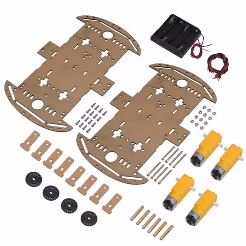 کیت کامل شاسی ربات 4 چرخ به همراه موتور گیربکس دار