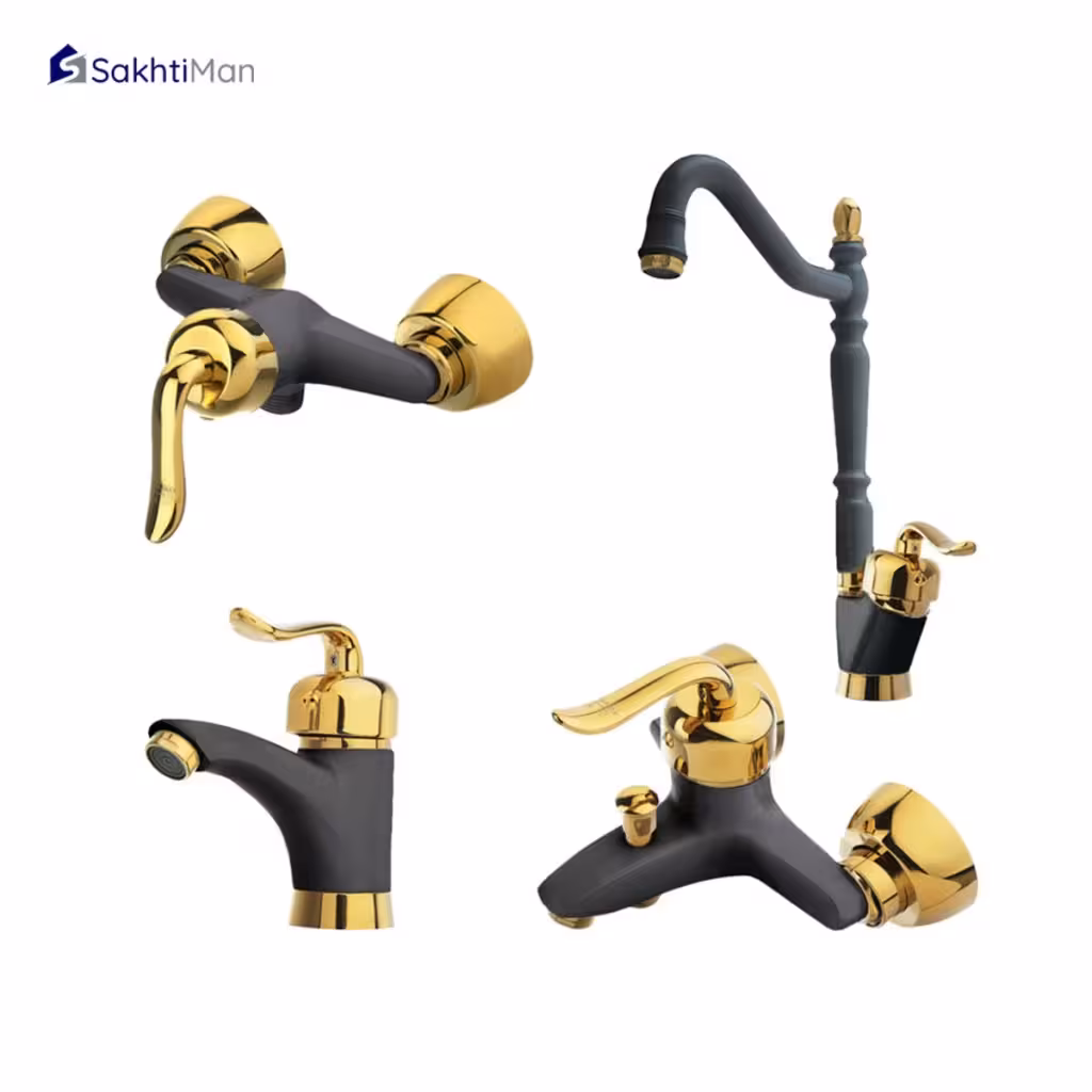 ست شیرآلات مشکی طلایی مدل قاجاری