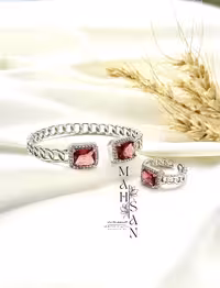 نیم ست یاقوتی زنانه جواهری کد XUY074 طرح ویژه ترب