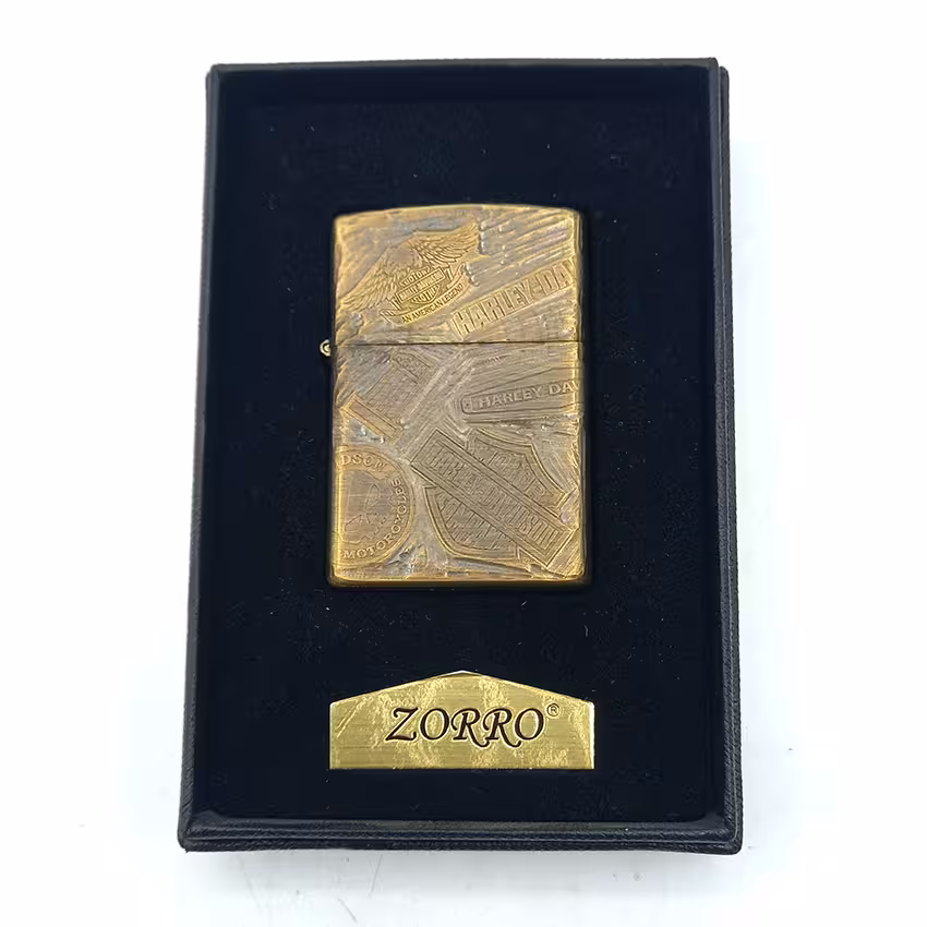 فندک بنزینی زورو برنزی طرح هارلی دیویدسون کد d1305