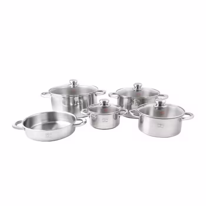 سرویس قابلمه 9 پارچه پارس استیل دسته فلزی (کف سه لایه)
