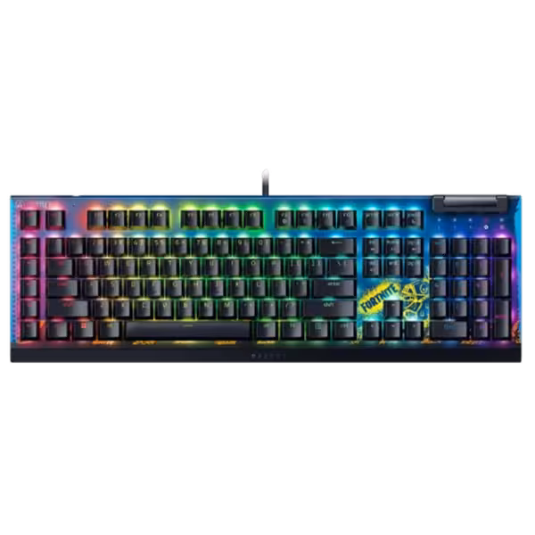 کیبورد گیمینگ ریزر مدل Razer BlackWidow V4 X Fortnite Edition Yellow Switch
