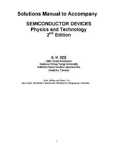 خرید و دانلود نسخه کامل کتاب Solutions Manual to Accompany SEMICONDUCTOR DEVICES Physics and Technology 2nd Edition