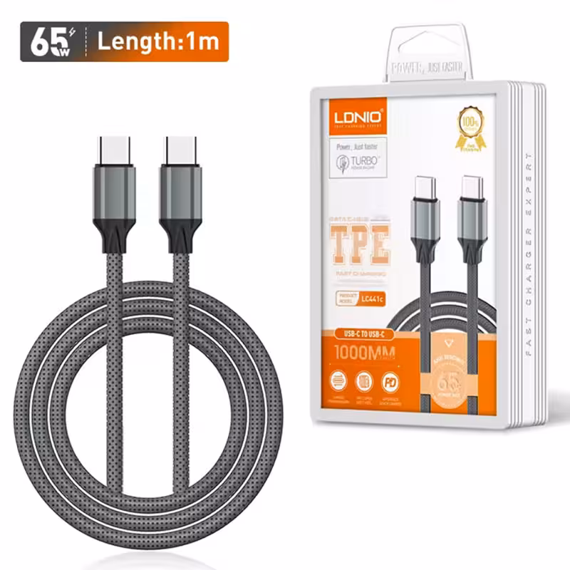 کابل شارژ و دیتا فست Type-c to Type-c  یک متری Ldnio LC441c
