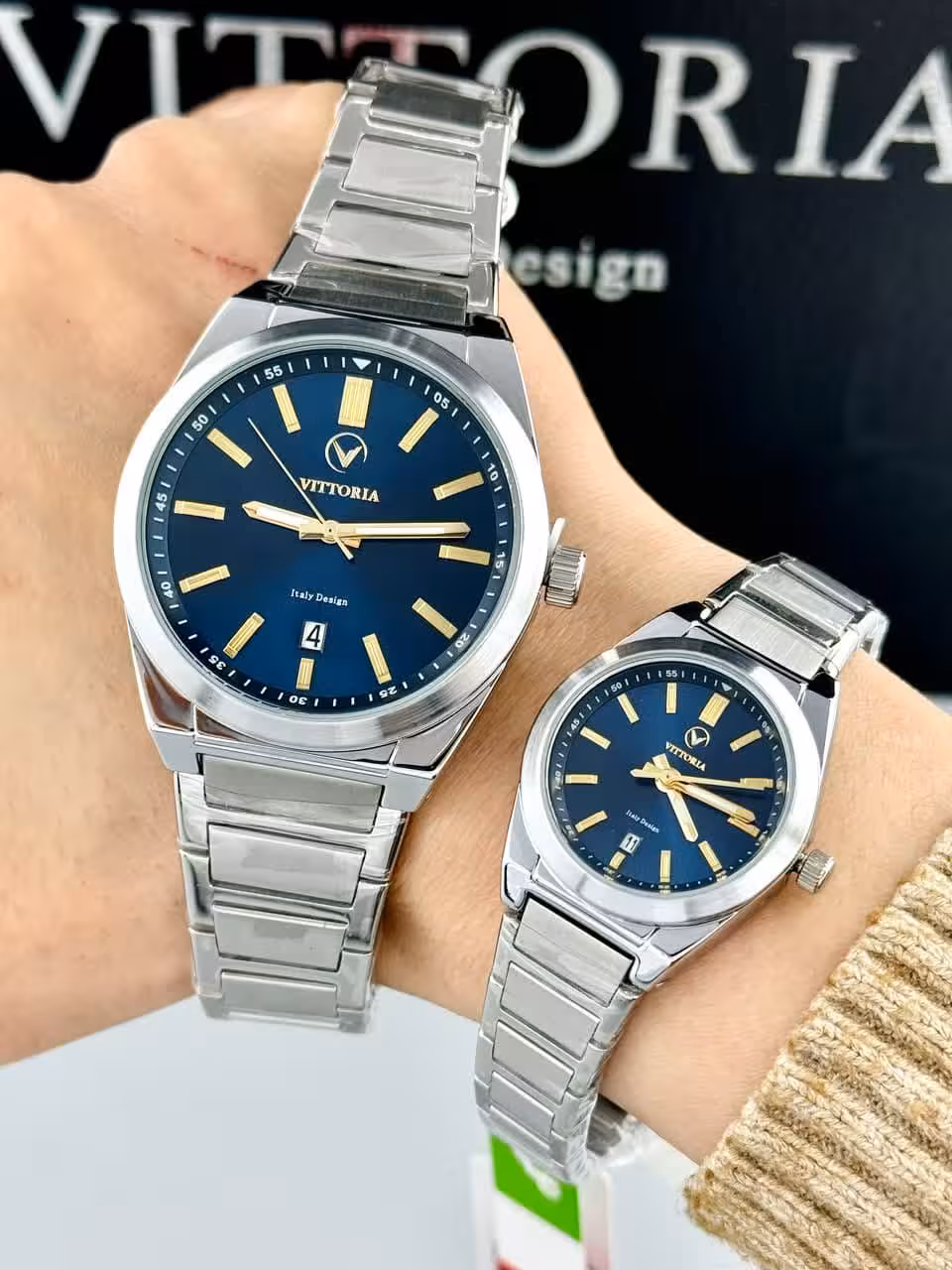 ساعت ست اورجینال زنانه و مردانه ویتوریا مدل VITTORIA VT3445 VT3446 SBL