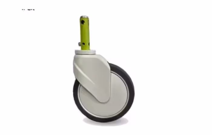 چرخ بیمارستانی ترمز مرکز گردان  (تخت‌های بیمارستانی و (تخت‌های بیمارستانی و برانکارد-ترولی‌های حمل دارو و تجهیزات پزشکی-دستگاه‌های پزشکی متحرک (مانیتور، اکسیژن‌ساز و…)-میزهای متحرک و استندهای بیمارستانی)