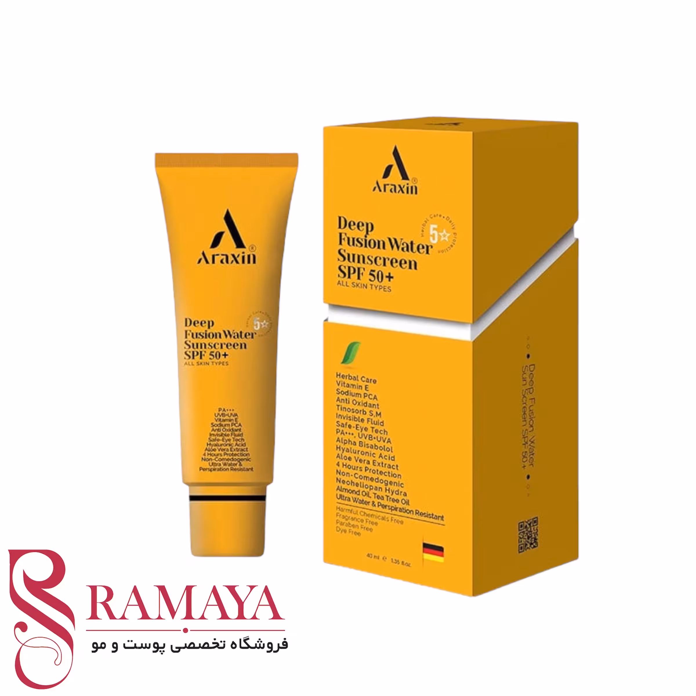 ضد آفتاب تخصصی فیوژن واتر spf50 آراکسین