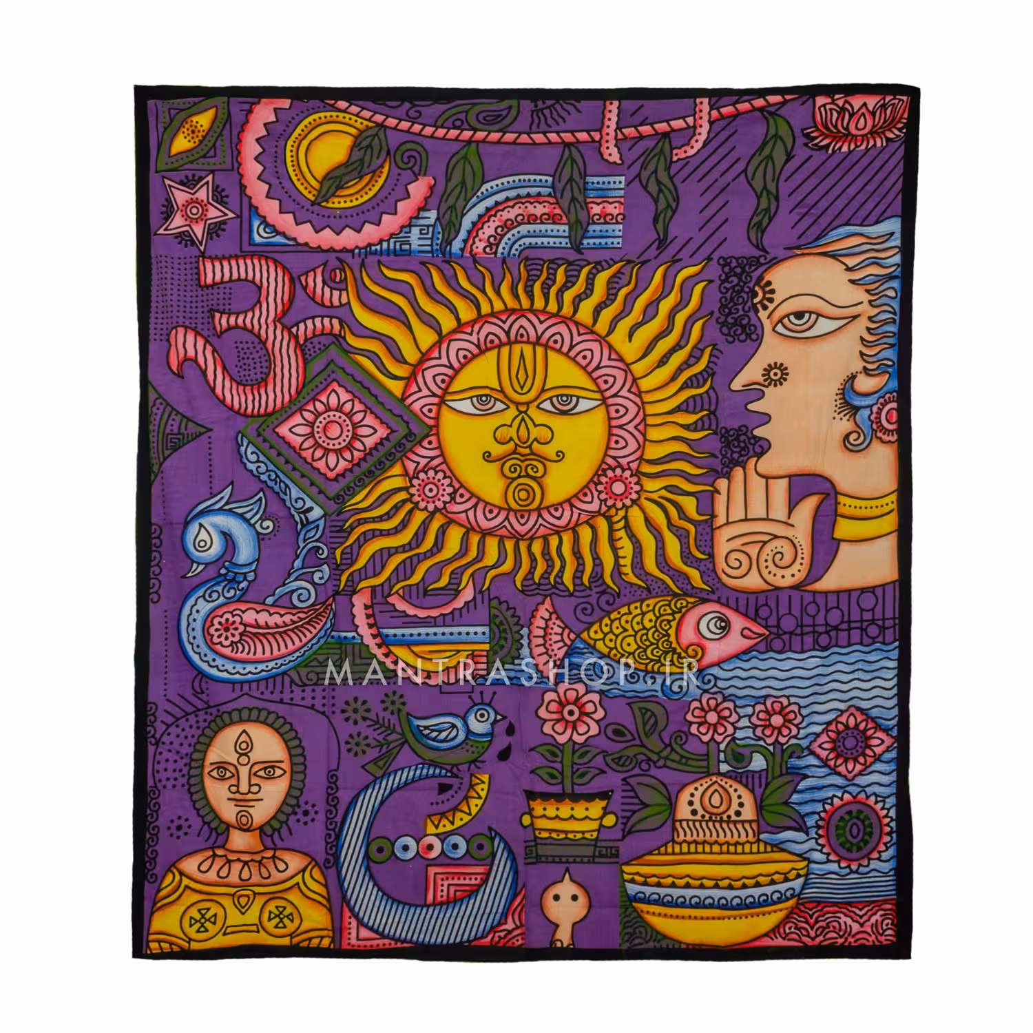 بکدراپ تپستری هندی طرح خورشید (روتختی دو نفره) کد 441