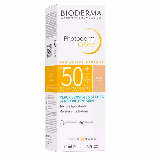 بایودرما ضد آفتاب پوست خشک وحساس رنگی لایت کرمی حجم 40 ميل