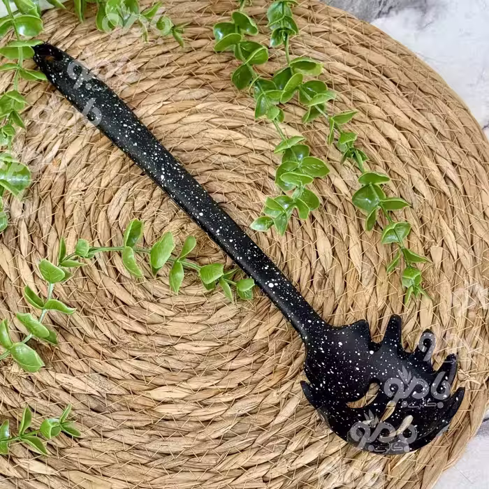 چنگال ماکارون خال خال Z18 ساده مشکی