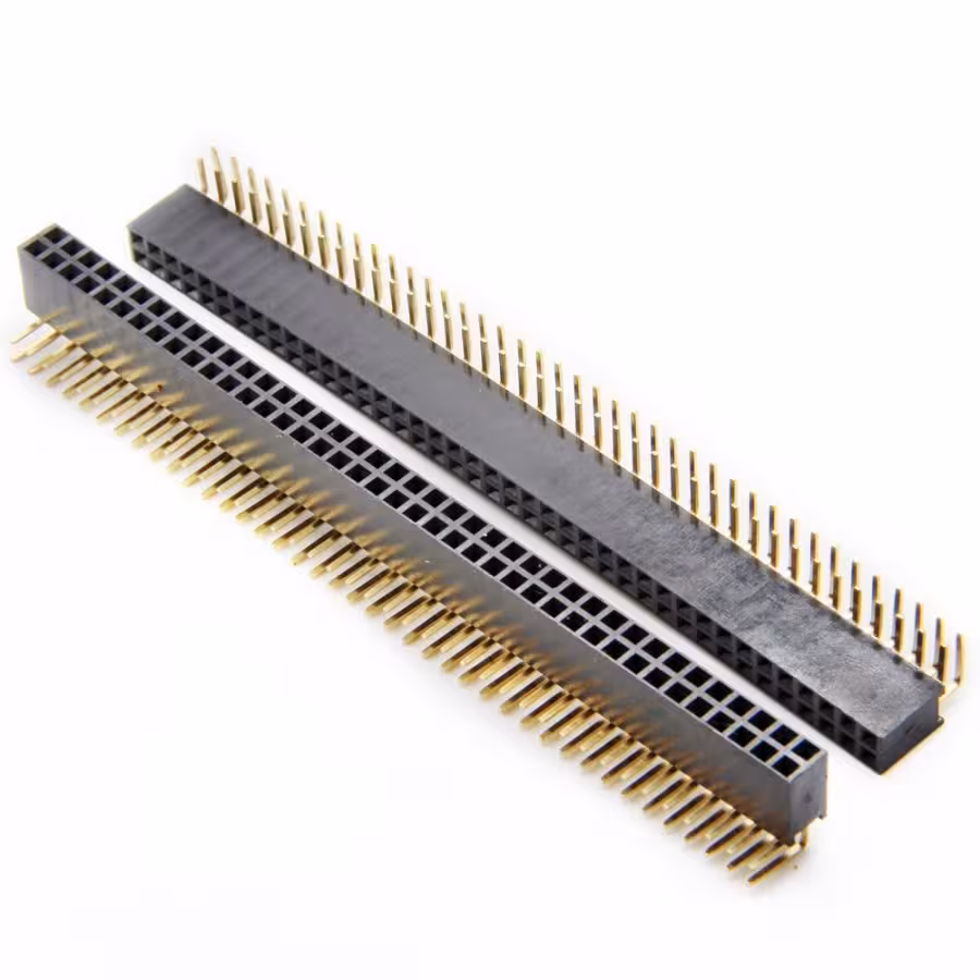 پین هدر 2x40 مادگی رایت انگل 2.54 میلیمتر. Pin header 2x40 Female Right angle 2.54mm Pitch