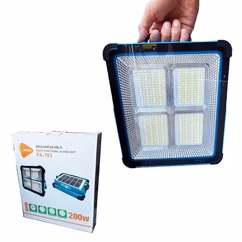 پروژکتور شارژی خورشیدی 200 وات OKGO مدل FA-703