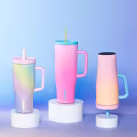 لیوان مسافرتی دسته دار 650ml کورکسیکل (صورتی دو رنگ) Corkcicle Leakproof Cruiser Insulated Tumbler with Straw Lover, 650ml