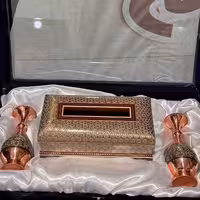 پک هدیه جفت گلدان و جعبه دستمال خاتم کاری