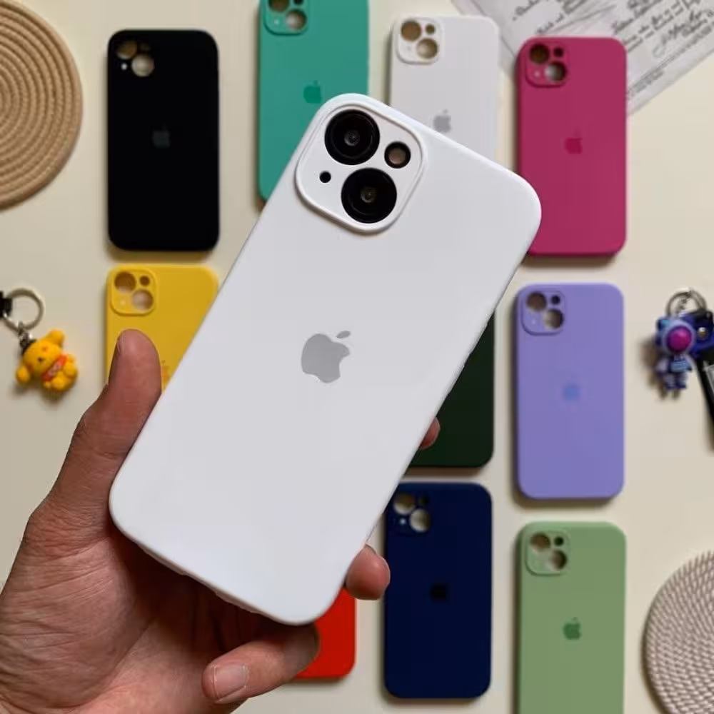 قاب سیلیکونی پاک کنی داخل مخمل مدل Silicone برای گوشی اپل iPhone 5 تا 16 Pro Max