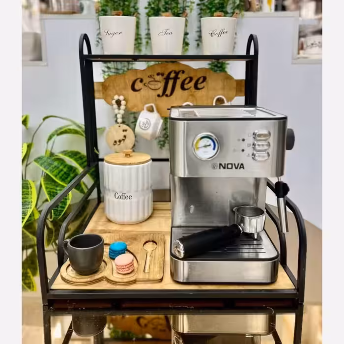 استند اسپرسوساز فلزی کف چوب کیفیت عالی استند دستگاه قهوه ساز استند قهوه ساز