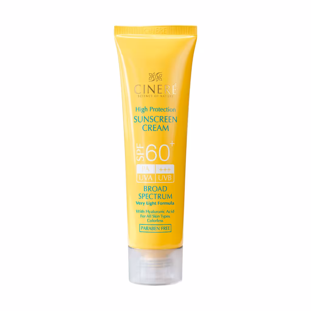 کرم ضد آفتاب SPF60  بدون رنگ سینره مناسب انواع پوست 50 میلی لیتر | Cinere Sun Screen Cream SPF60  For All Skin Types
