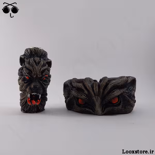 ست فندک و زیر سیگاری طرح گرگ عصبانی (بلک لایت)
