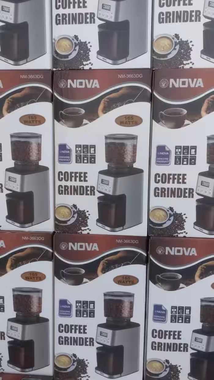 آسیاب قهوه نوا اصلی مدل NM3663DG با بدنه استیل و صفحه دیجیتالی ارسال رایگان