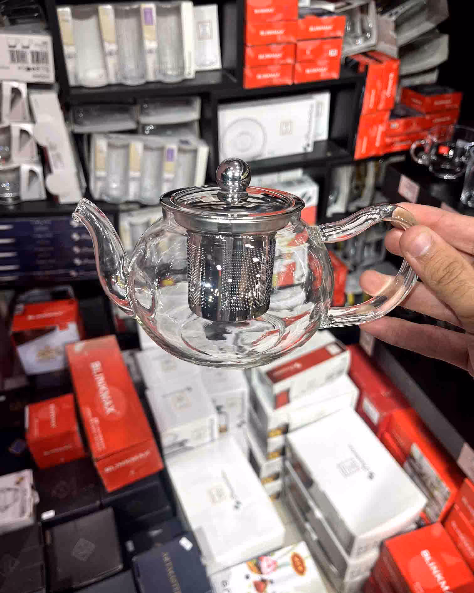 قوری پیرکس گرد صافی دار 600 میلی لیتر