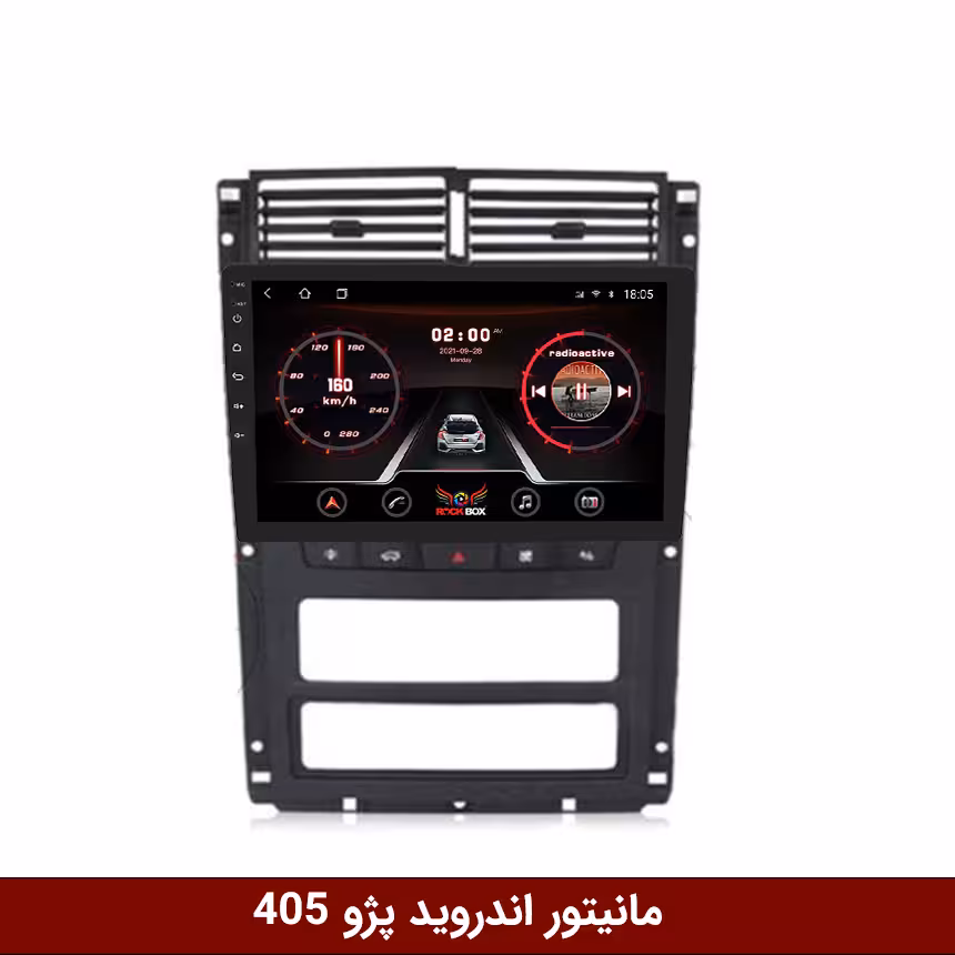 مانیتور اندروید پژو 405 برند راک‌باکس مدل 9001RT   [دوربین رایگان]