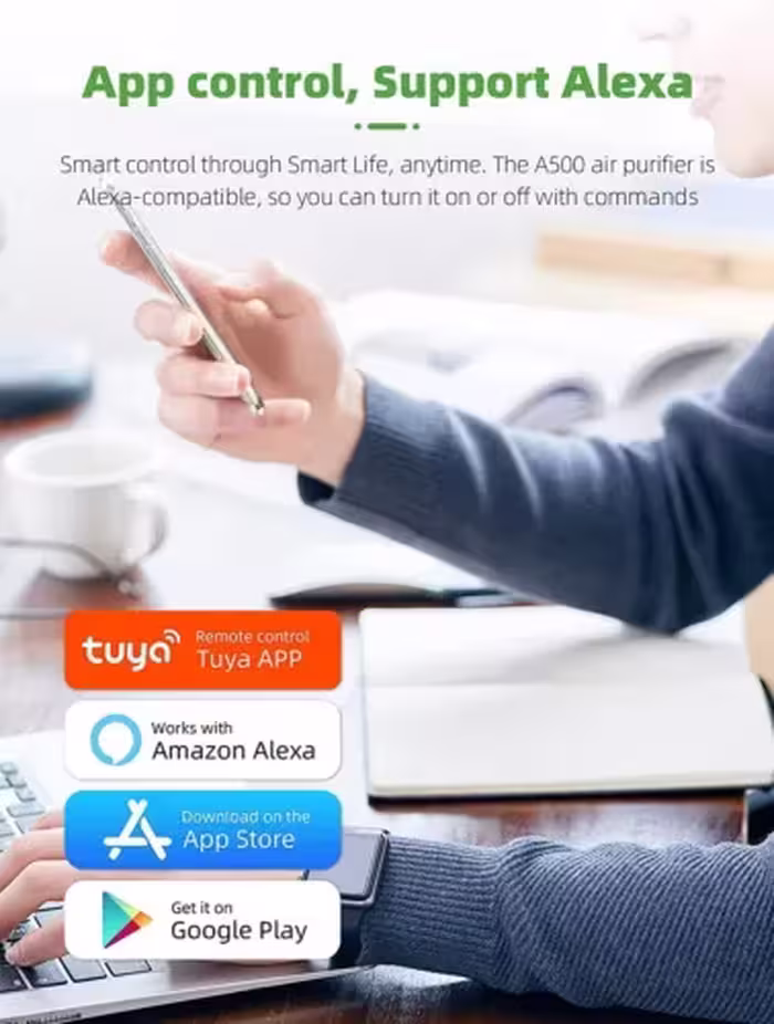 فیلتر تصفیه کننده هوا 4 مرحله ای Aiibot مدل A500 با صفحه نمایش لمسی LED و کنترل