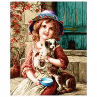 نخ و نقشه فرانسوی طرح دختروگربه کد 24264