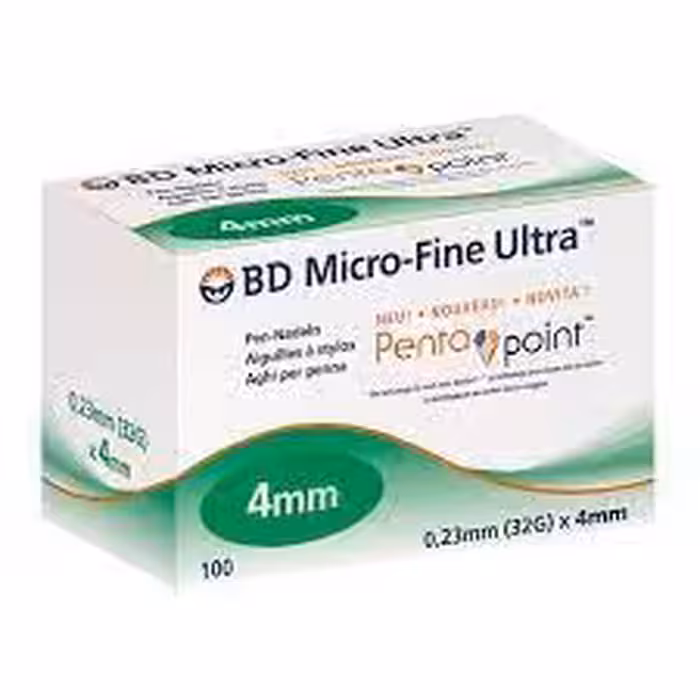 سوزن قلم انسولین بی دی مدل Micro-Fine سایز 4 میلی‌متر 100 عددی