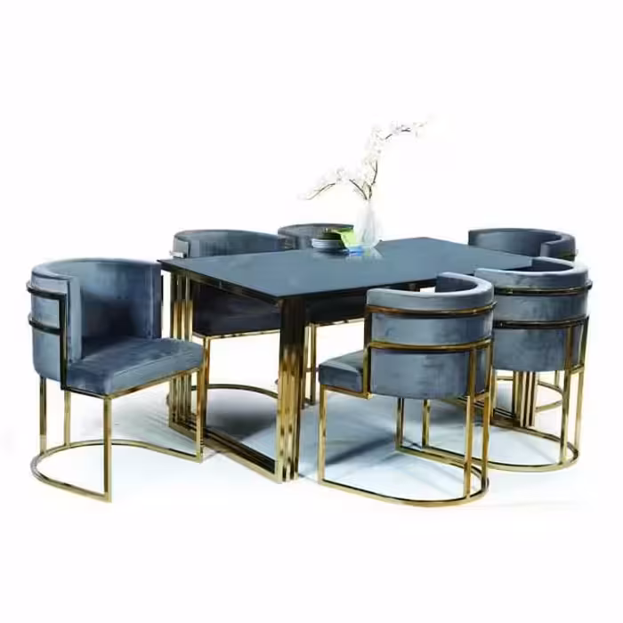 میز نهارخوری 3 خط رومی 4  نفره با صفحه MDF وکیوم هایگلاس طرح سنگ