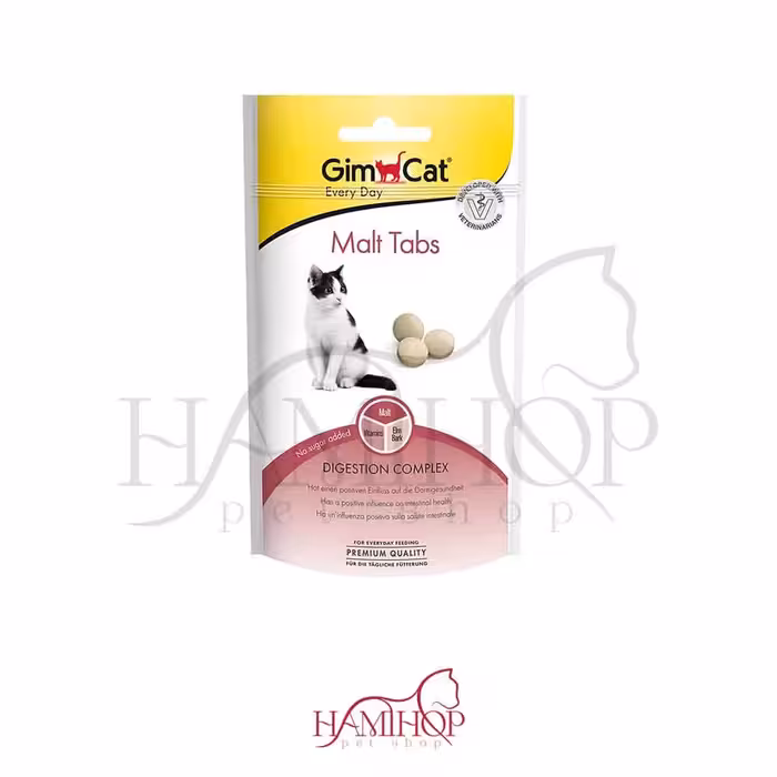قرص مکمل دستگاه گوارش گربه جیم کت مدل MALT TABS وزن 40گرم
