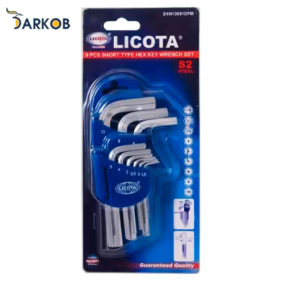 آچار آلن دسته کوتاه لیکوتا 9 عددی مدل 2HW10091DPM