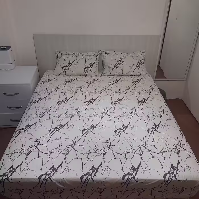 سرویس ملحفه طرح مرمر کد ni05014 دو نفره سه تکه