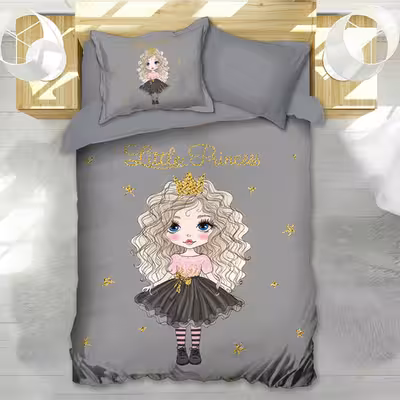 سرویس خواب مدل دختر موفرفری یک نفره 4 تکه