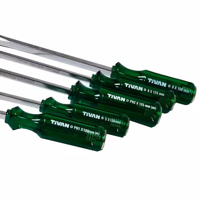 پیچ گوشتی چهارسو و دوسو ضربه خور تیوان مدل HT - 00615 مجموعه 5 عددی 