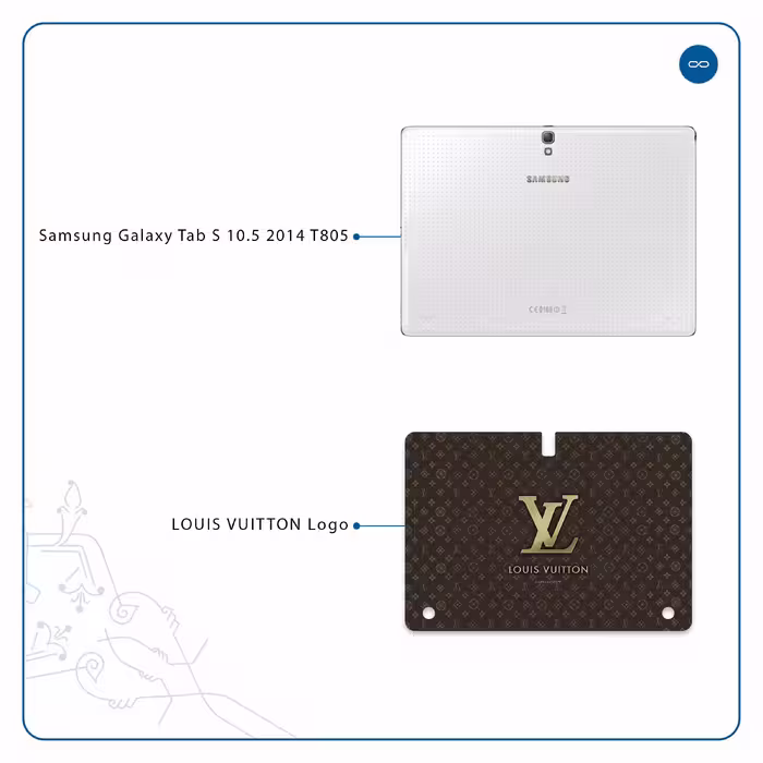 برچسب پوششی ماهوت مدل LOUIS-VUITTON-Logo مناسب برای تبلت سامسونگ Galaxy Tab S 10.5 2014 T805