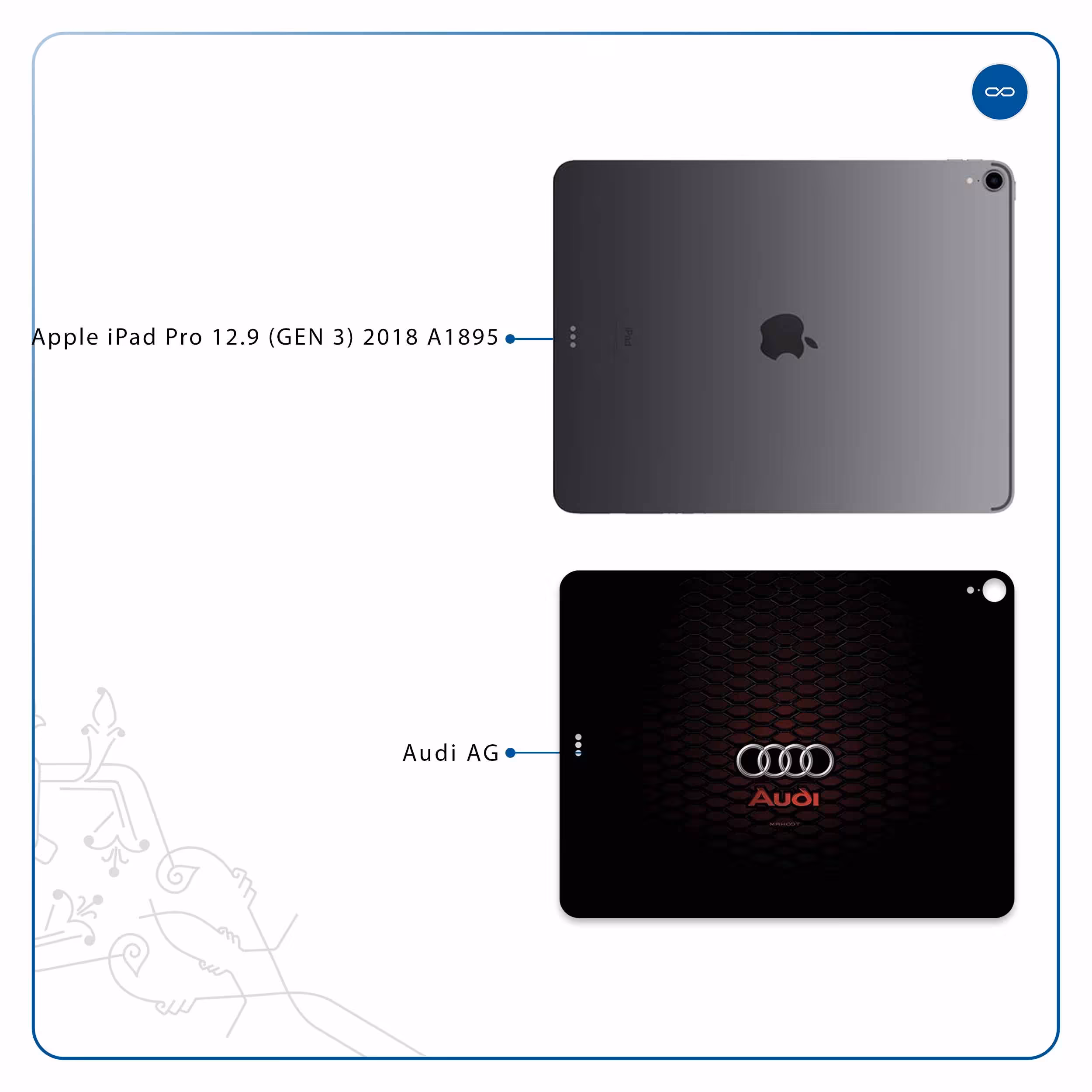 برچسب پوششی ماهوت مدل Audi AG مناسب برای تبلت اپل iPad Pro 12.9 (GEN 3) 2018 A1895