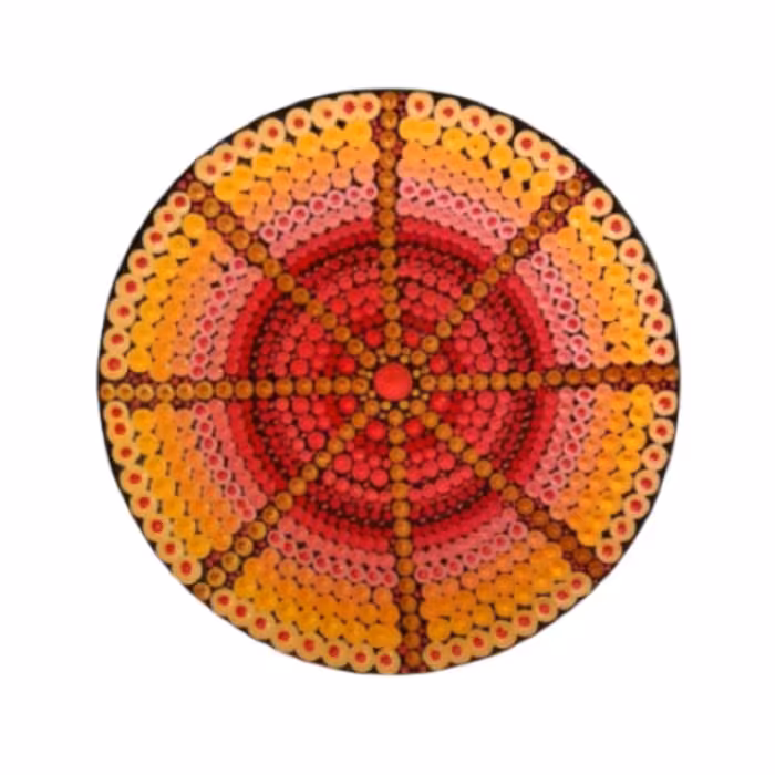 بشقاب دیوارکوب سفالی مدل نقطه کوبی مدل A65