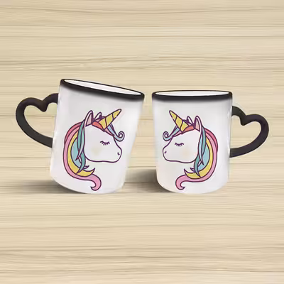 ماگ حرارتی مدل دسته قلبی طرح یونیکورن کد 5