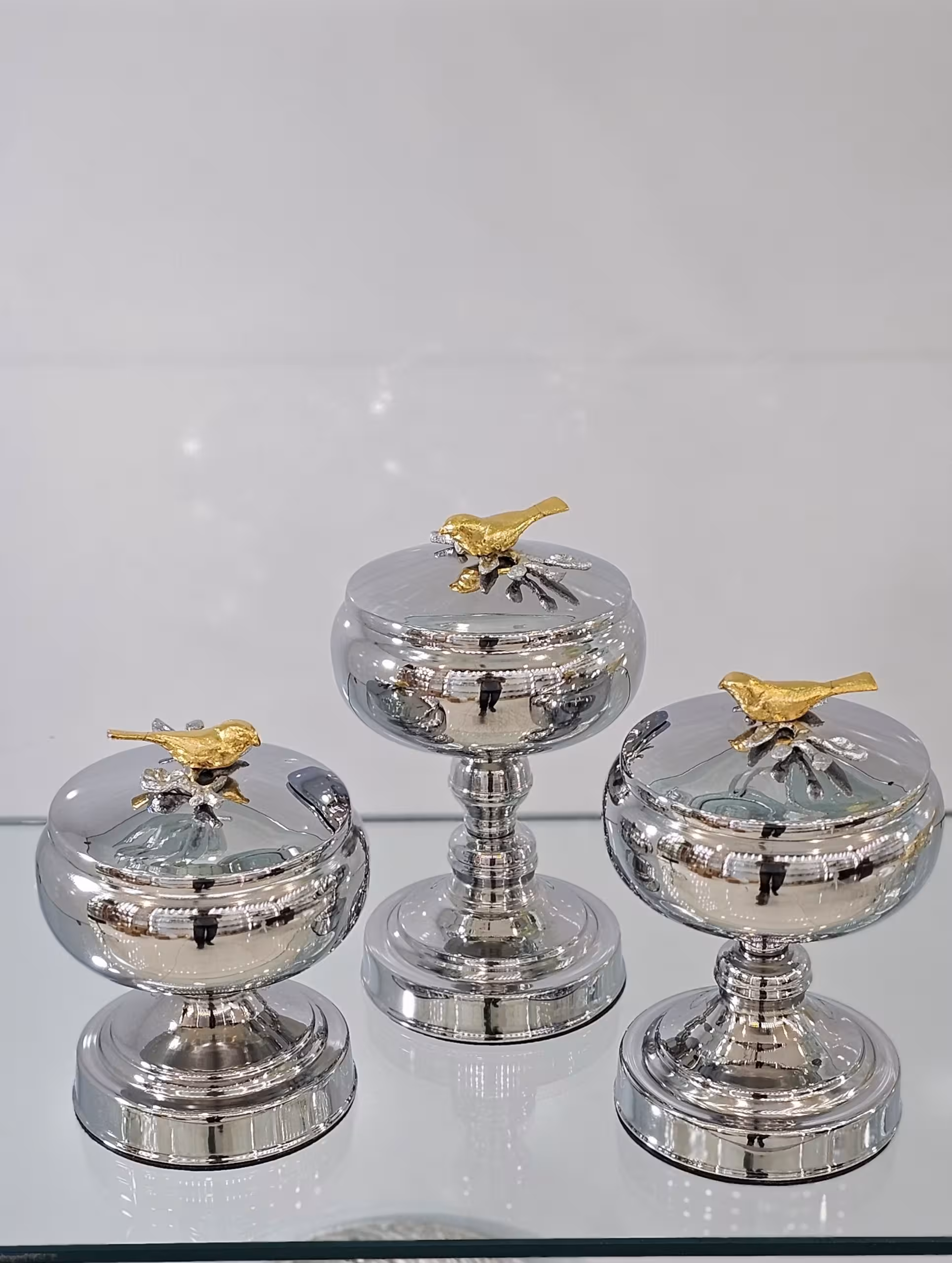 شکلات خوری سه سایز گنجشک سیلور