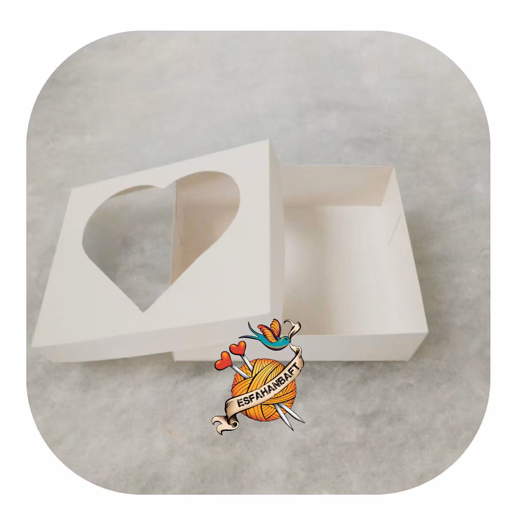 جعبه کادو ویترینی طرح قلب 14 در 16 سانت با ارتفاع 4 مونتاژ  نشده